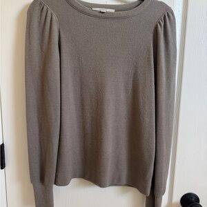 LOFT Taupe Brown Puff Sleeve Super Soft Long Sleeve Top size small